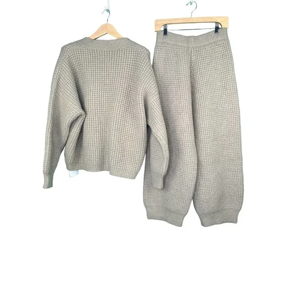 Lauren Manoogian Waffle Cardigan Sweater & Pant Sz 3 Large Set Alpaca Willow
